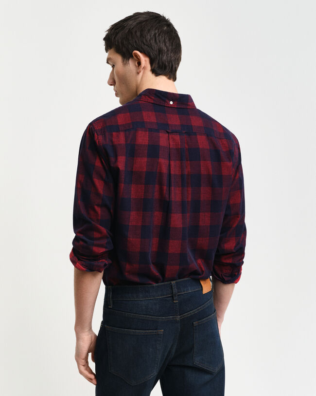 Regular fit ‑mitoitettu ruudullinen vakosamettipaita