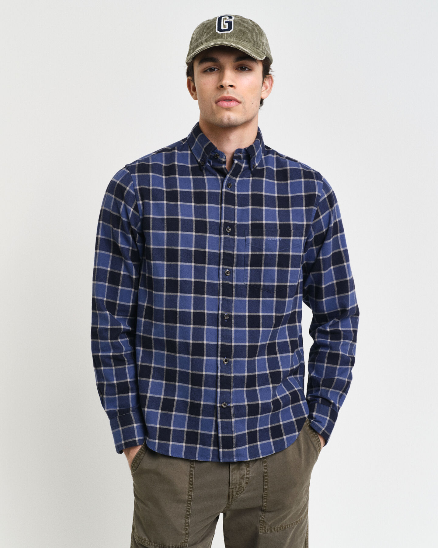 Regular fit ‑mitoitettu kalanruotokuvioinen ruutupaita