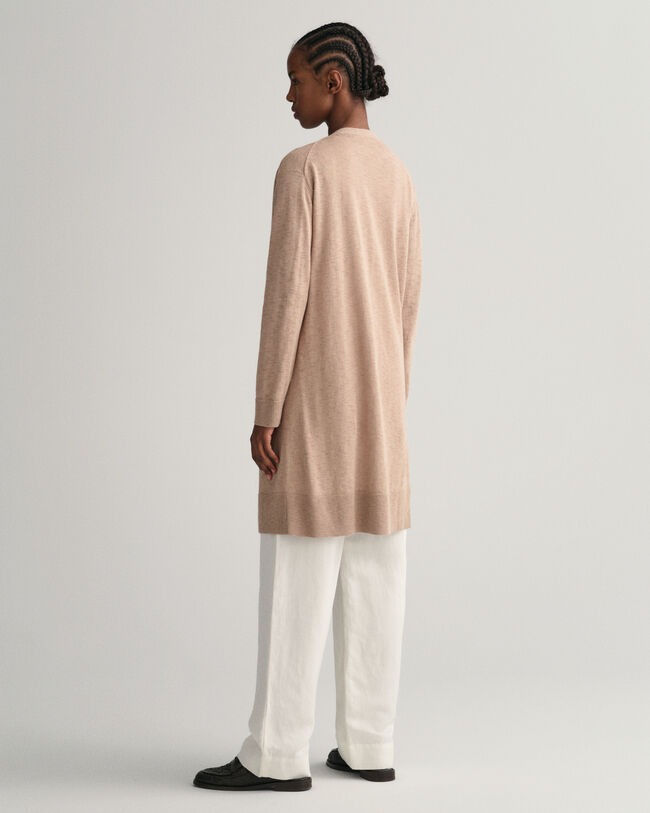 Pitkä neuletakki pellavasekoitteesta, v-pääntie