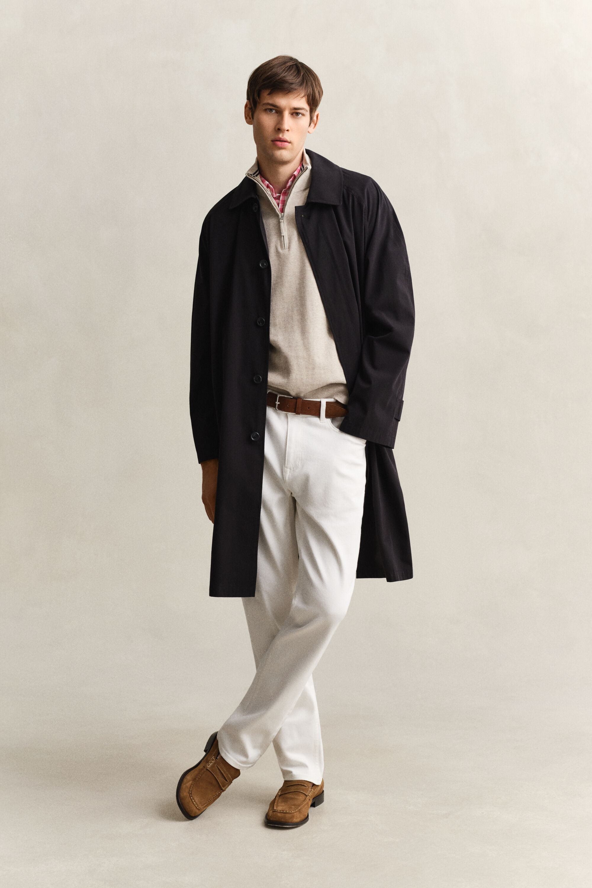 Klassinen puuvillaneulepusero puolivetoketjulla