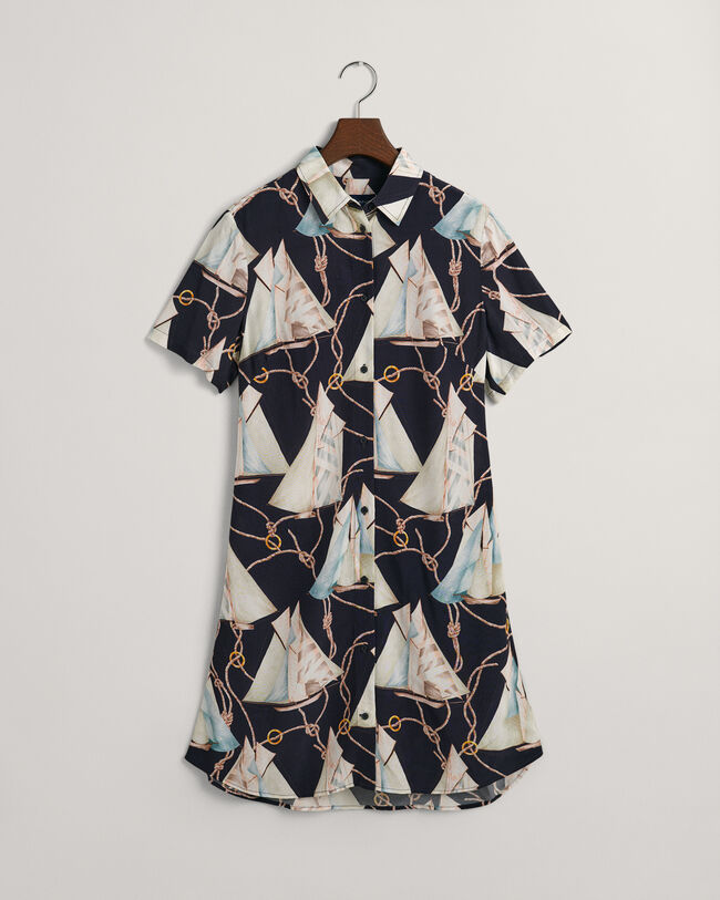 Slim fit ‑mitoitettu Sailing-printtipaitamekko