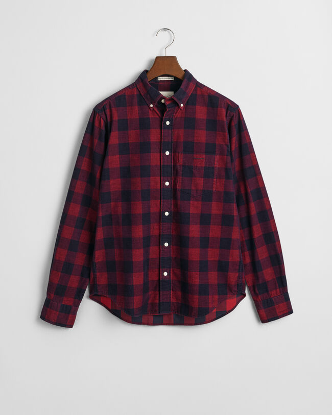 Regular fit ‑mitoitettu ruudullinen vakosamettipaita