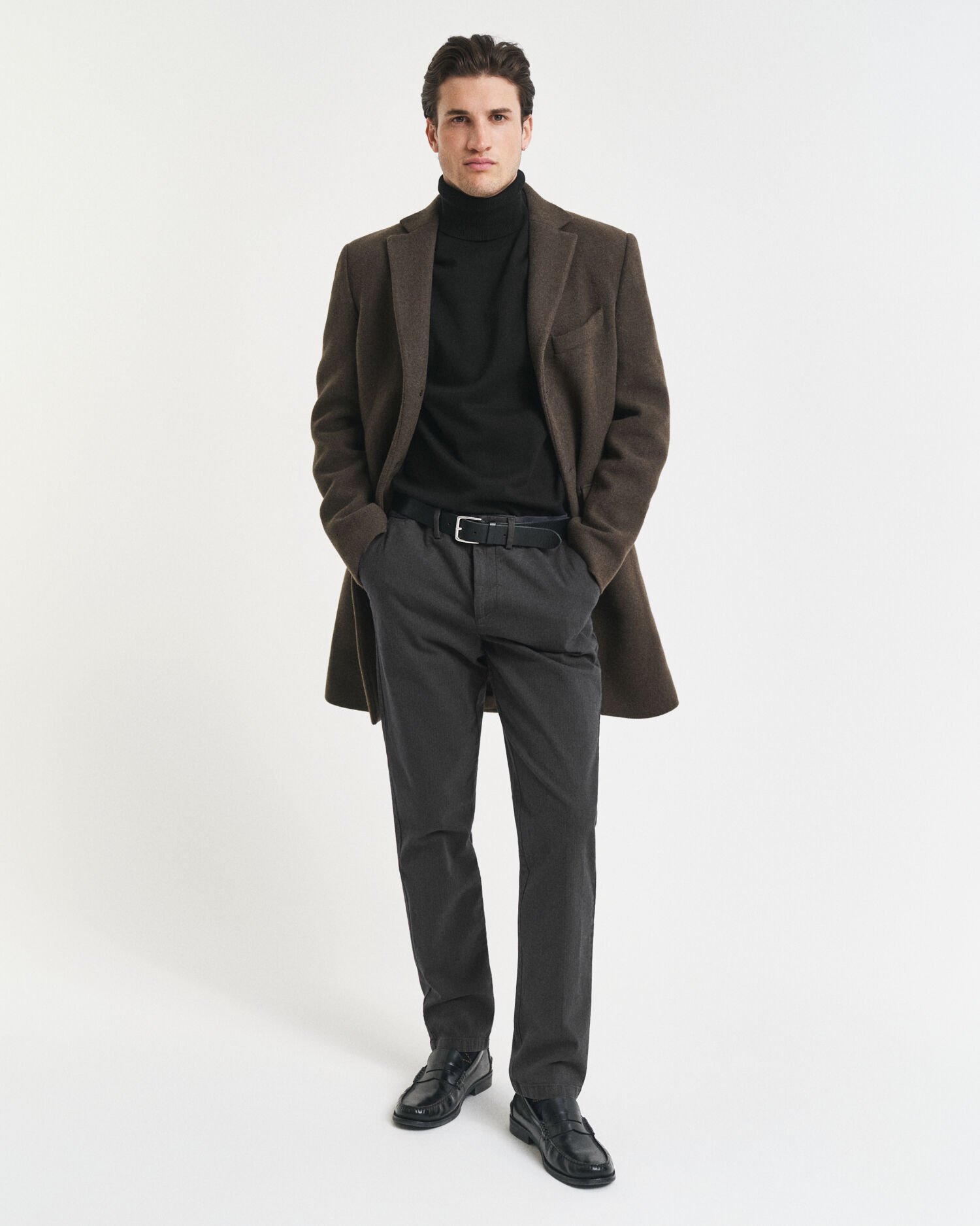 Slim fit ‑mitoitetut kalanruotokuvioiset puuvillahousut