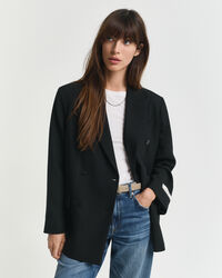 Relaxed fit ‑mitoitettu kaksirivinen Hopsack-villasekoitebleiseri