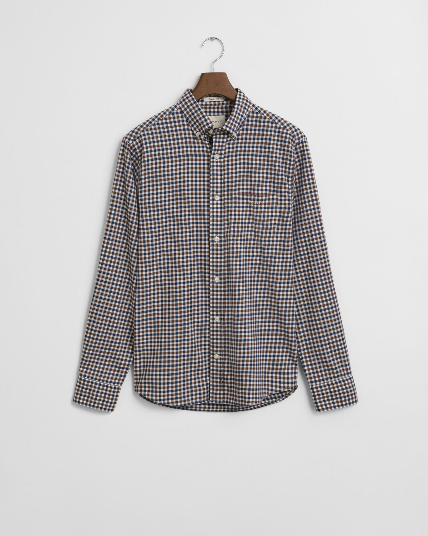Regular fit ‑mitoitettu gingham-ruudullinen paita tvillikankaasta