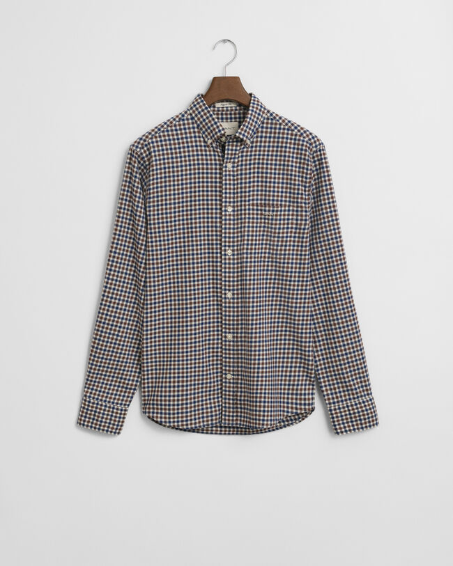 Regular fit ‑mitoitettu gingham-ruudullinen paita tvillikankaasta