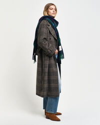 Ruudullinen villakankainen trenssitakki