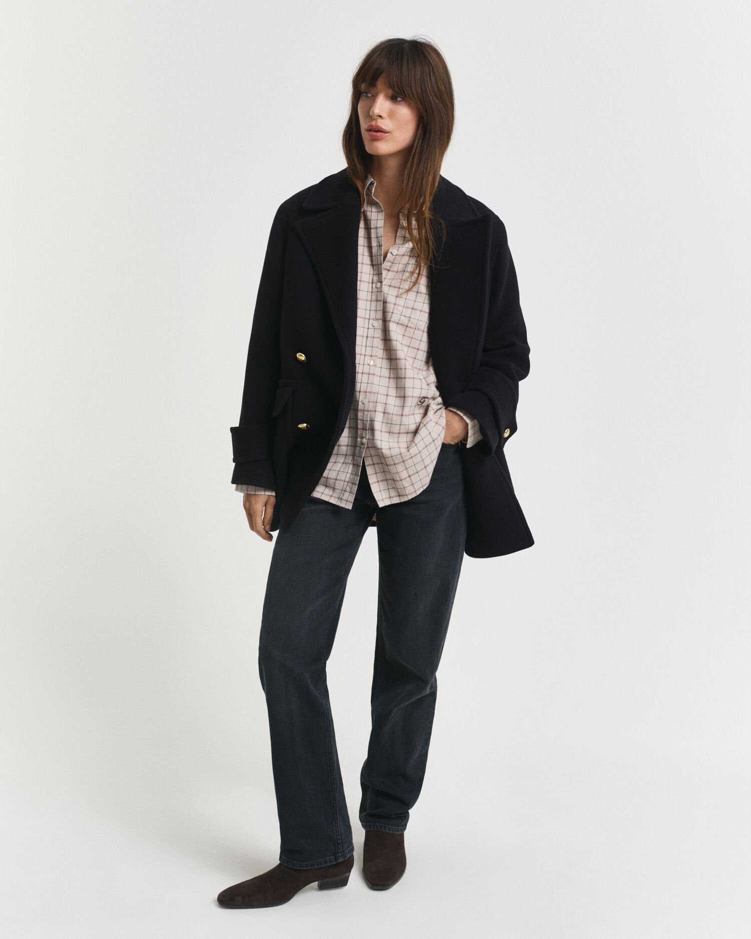 Relaxed fit ‑mitoitettu ruudullinen harjattu flanellipaita