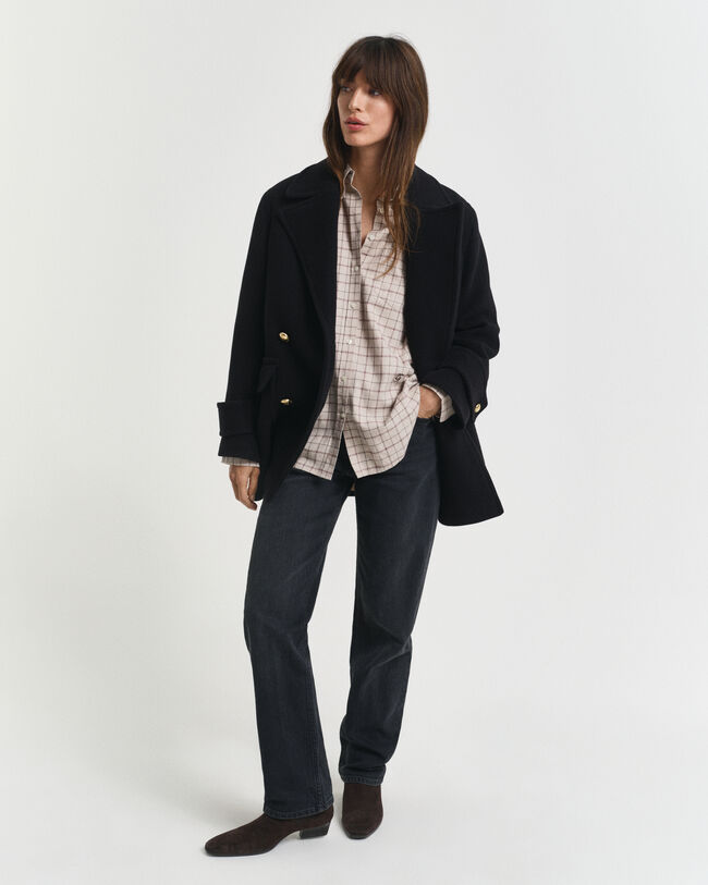 Relaxed fit ‑mitoitettu ruudullinen harjattu flanellipaita