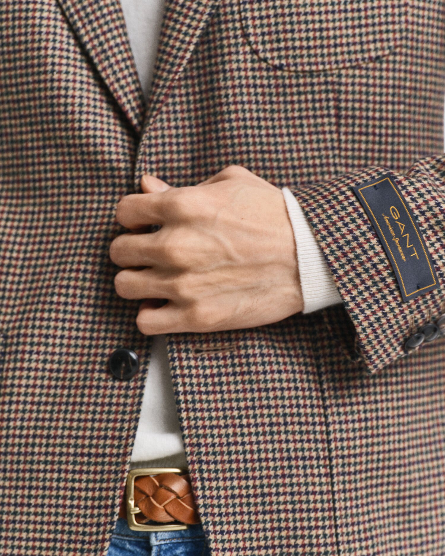 Slim fit ‑mitoitettu kukonaskelruutuinen bleiseri