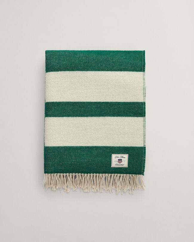 Raidallinen villainen torkkupeitto