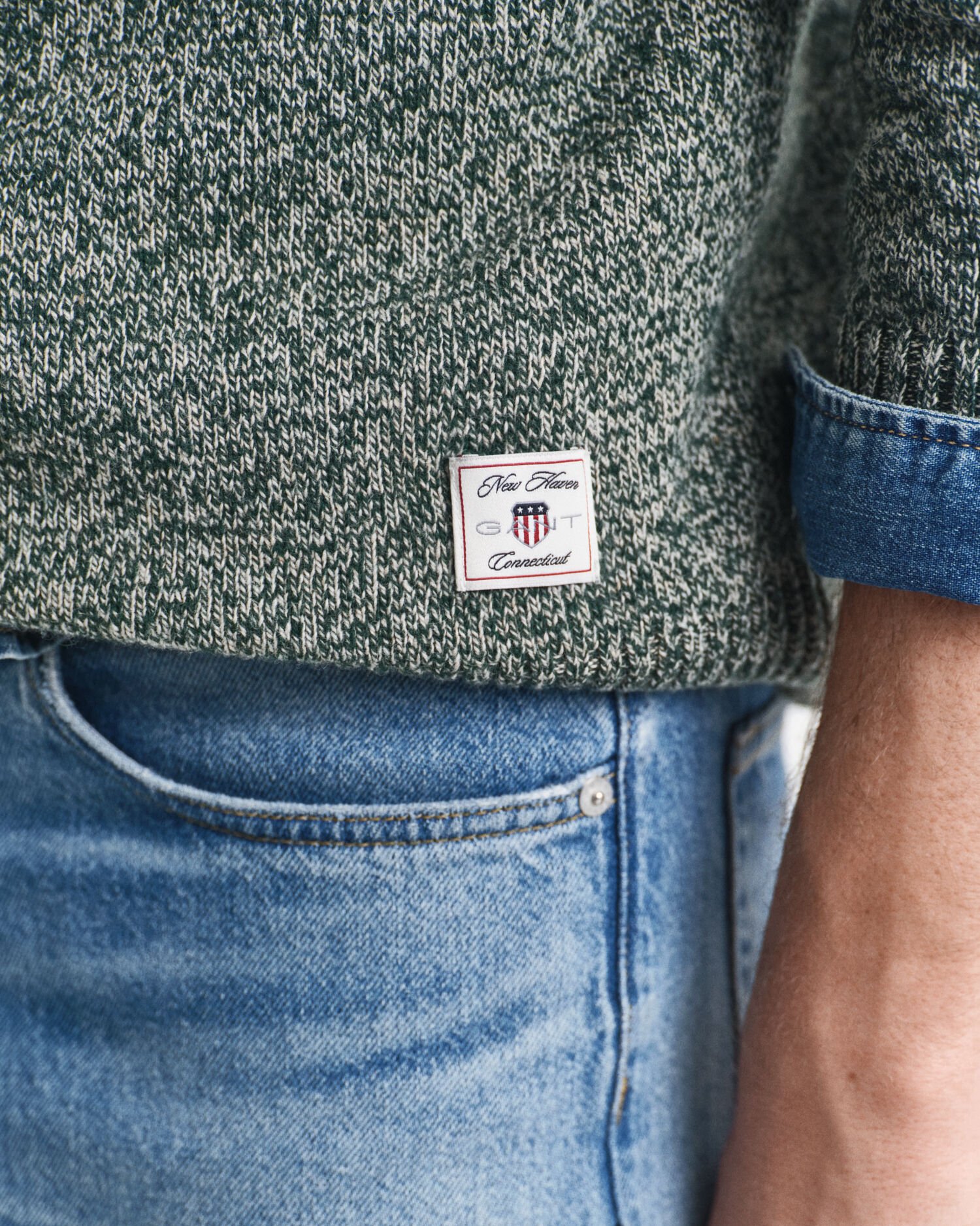 Villasekoitteinen mouliné-neulepusero, pyöreä pääntie