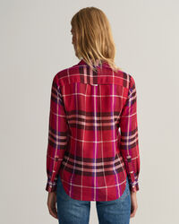 Regular fit ‑mitoitettu ruudullinen puuvilla-silkkipaita