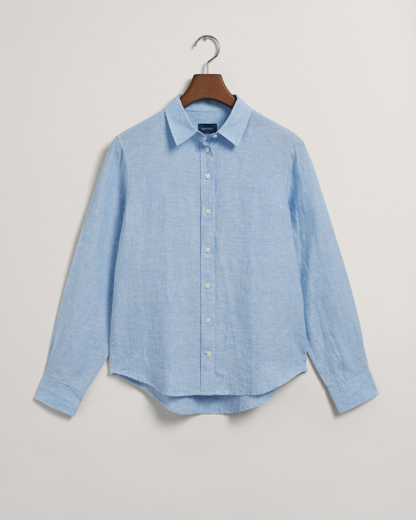 Regular fit ‑mitoitettu pellavainen chambray-paita