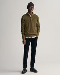 Puolivetoketjullinen ribbineulepusero puuvillan ja villan sekoitteesta