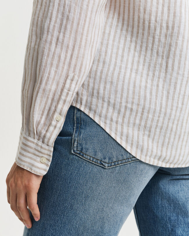 Regular fit ‑mitoitettu raidallinen pellavapaita