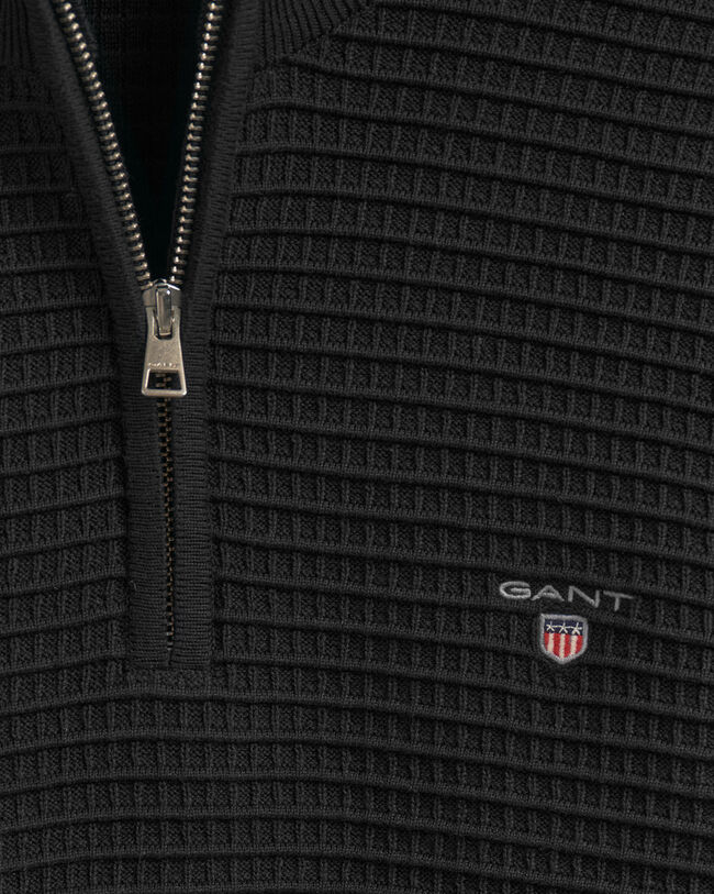 Texture-puuvillaneulepusero puolivetoketjulla