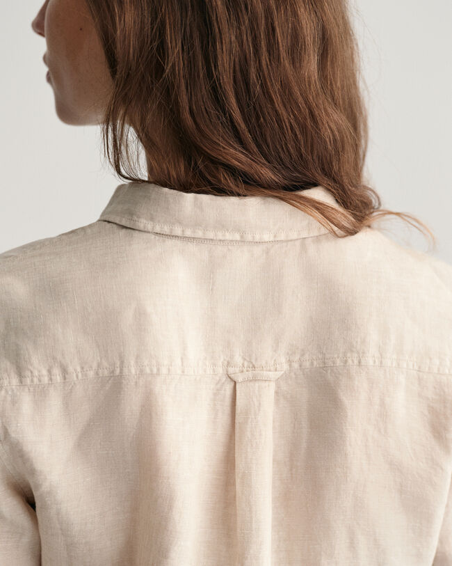 Regular fit ‑mitoitettu pellavainen chambray-paita