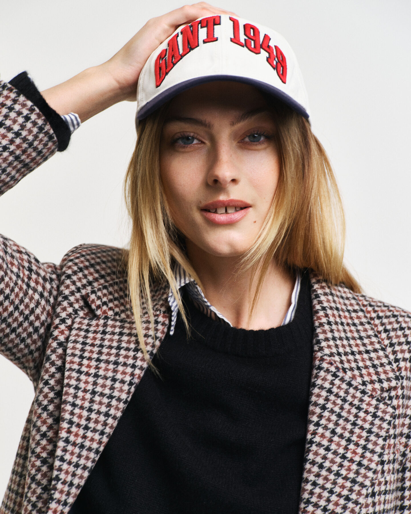 Regular fit ‑mitoitettu kukonaskelkuvioinen bleiseri