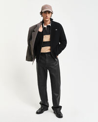 Kohopintainen vetoketjullinen puuvillaneuletakki