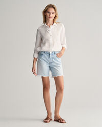 Regular fit ‑mitoitettu pellavainen chambray-paita