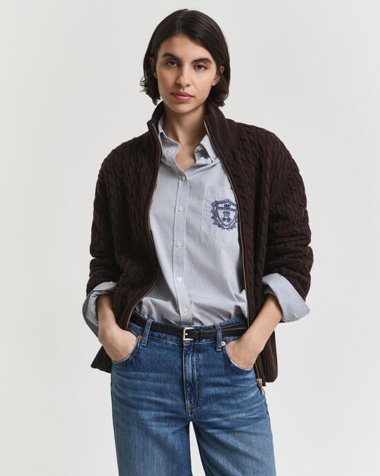 Vetoketjullinen palmikkoneuletakki