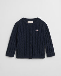 Baby-malliston puuvillainen Shield-palmikkoneuletakki