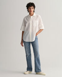 Relaxed&nbsp;fit ‑mitoitettu lyhythihainen paita puuvilla-silkkisekoitetta