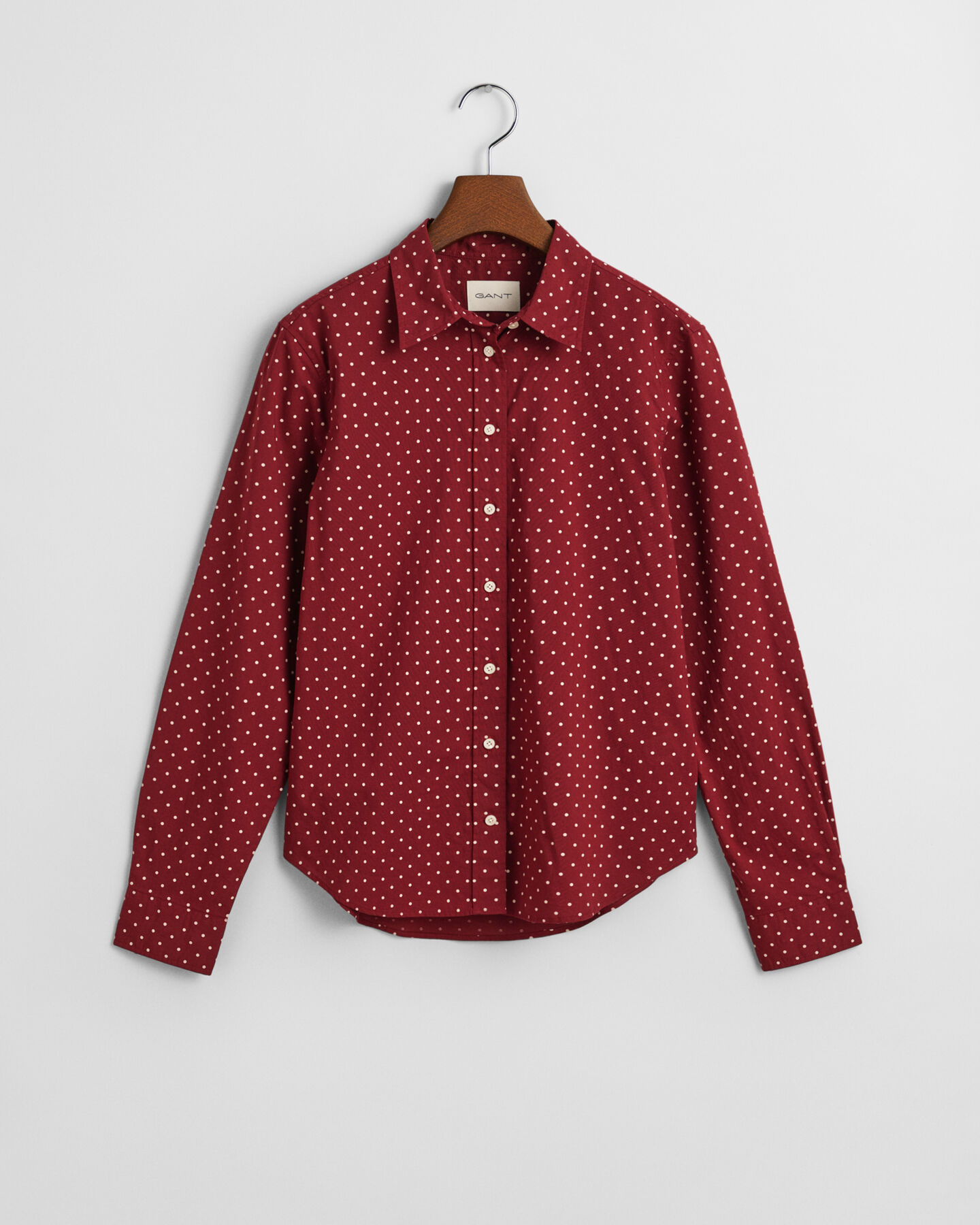 Regular&nbsp;fit ‑mitoitettu pilkullinen puuvillavoileepaita