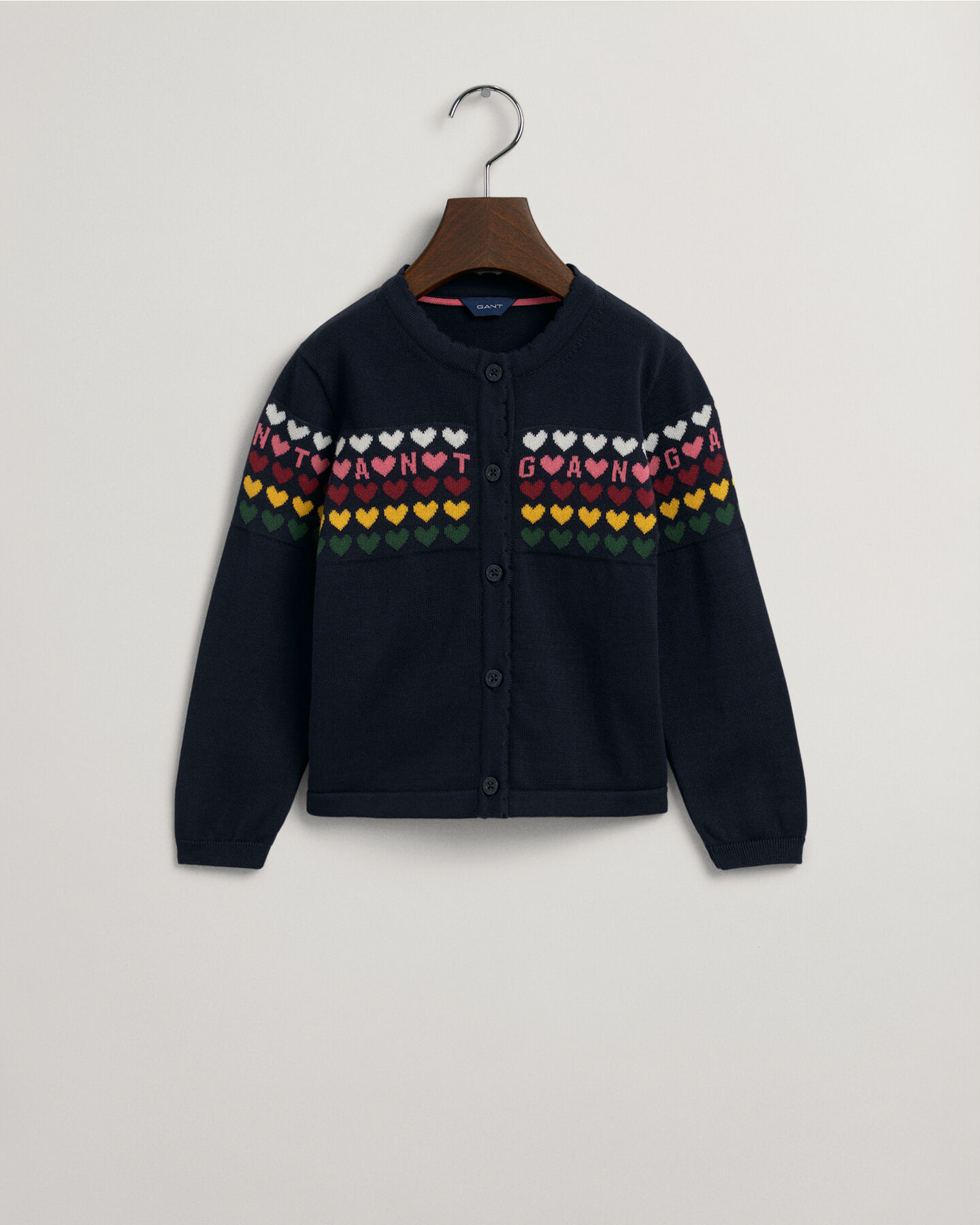 Girls-malliston neuletakki sydänkuvioilla