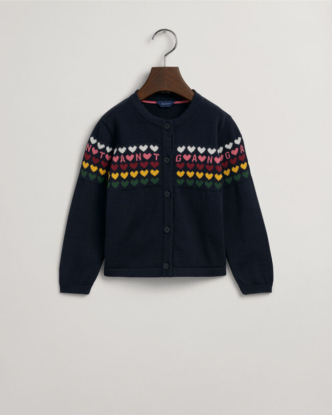 Girls-malliston neuletakki sydänkuvioilla