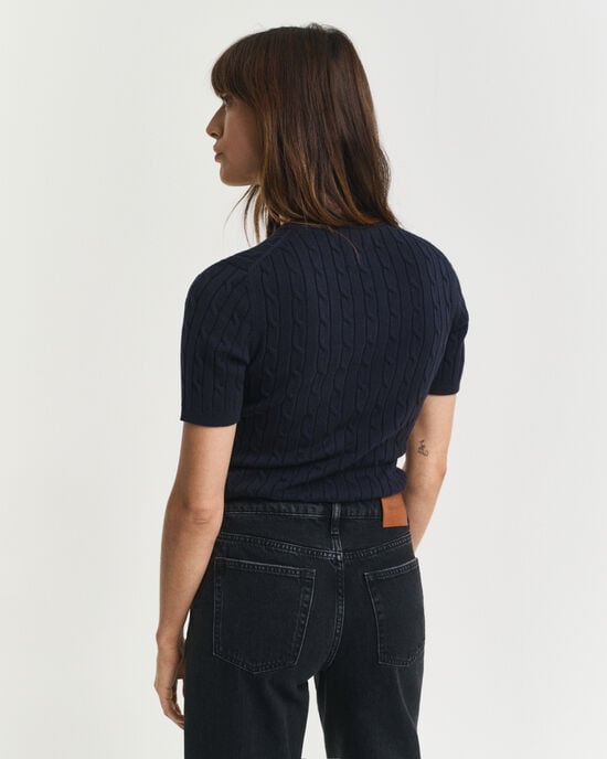 Joustopuuvillainen palmikkoneulepusero