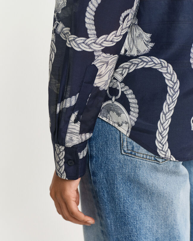 Regular fit ‑mitoitettu Sailing-printtipaita puuvilla-silkkiä