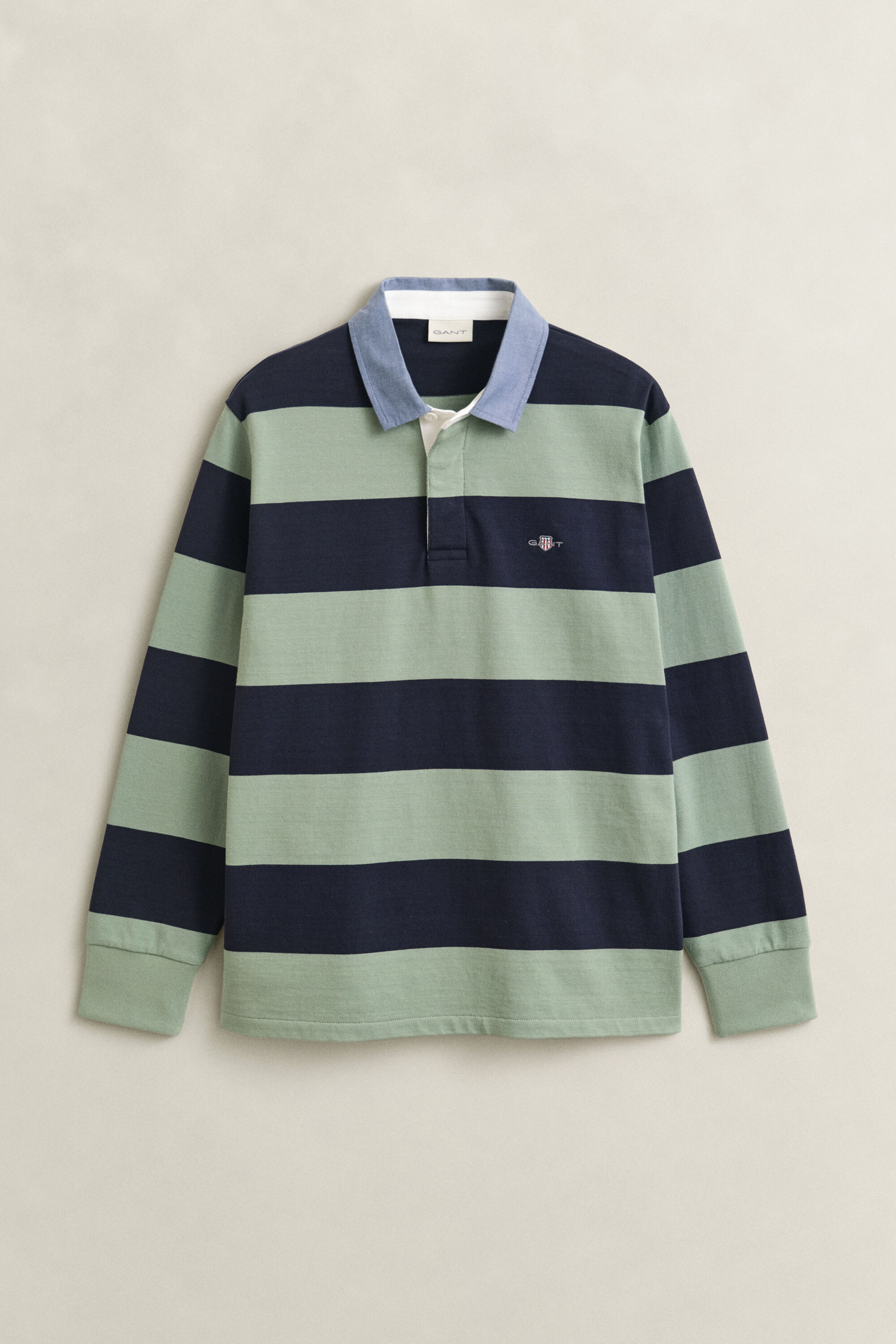 Raidallinen Heavy Rugger ‑paita chambray-kauluksella