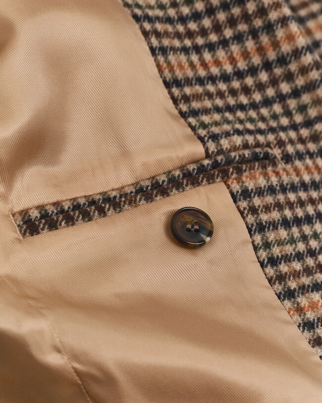 Regular fit ‑mitoitettu kukonaskelkuvioinen villakangasbleiseri