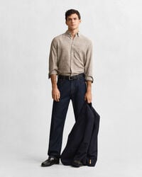 Regular fit ‑mitoitettu puuvilla-pellavapaita