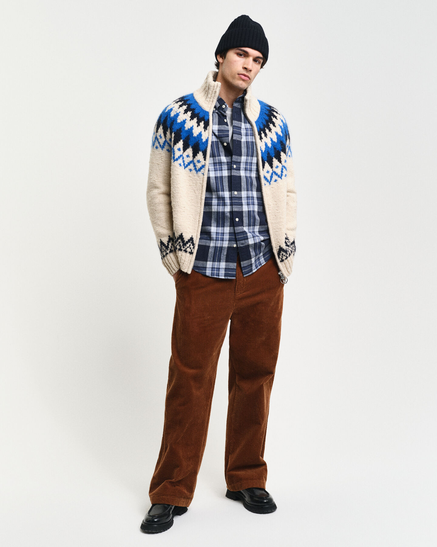 Vetoketjullinen jacquard-neuletakki