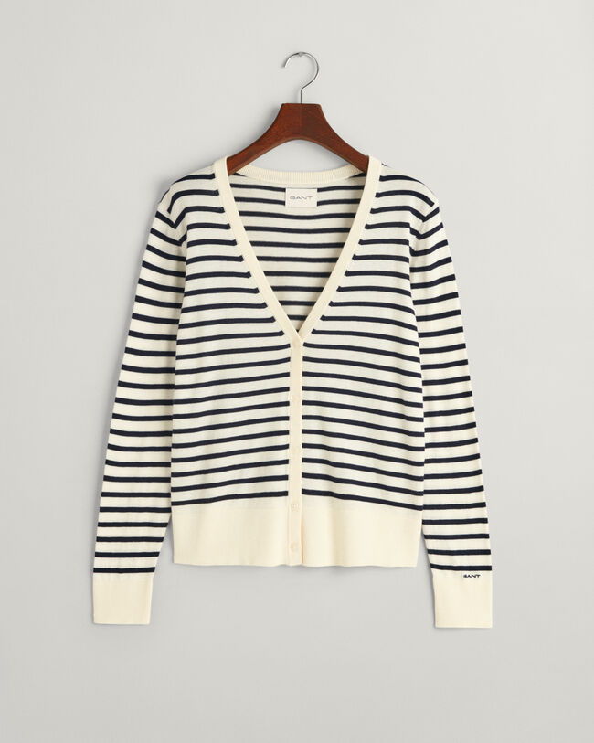 Fine Knit Striped Cardigan