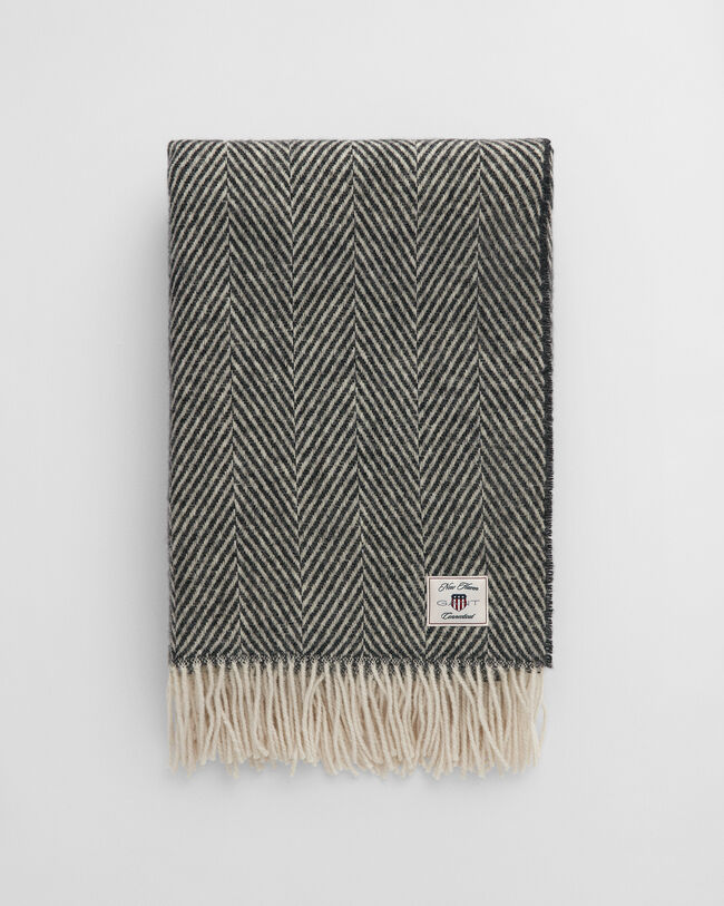 Kalanruotokuvioinen villainen torkkupeitto