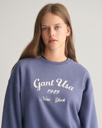 Teen Girls ‑malliston oversized&nbsp;fit ‑mitoitettu Script Graphic ‑collegepaita