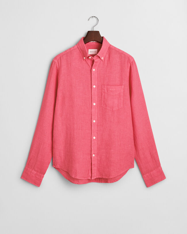 Regular fit ‑mitoitettu valmiina värjätty pellavapaita