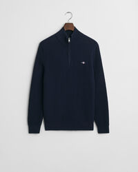 Kohopintainen puuvillaneulepusero, vetoketjukaulus