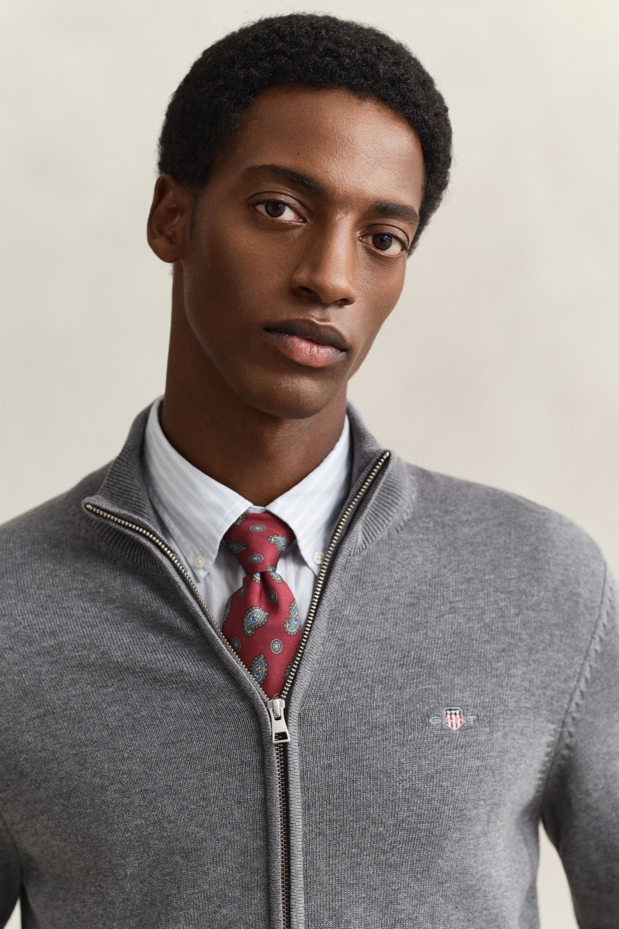 Vetoketjullinen Casual-puuvillaneuletakki