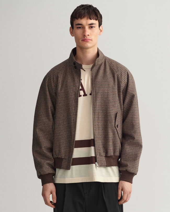 Ruudullinen Harrington-villakangastakki