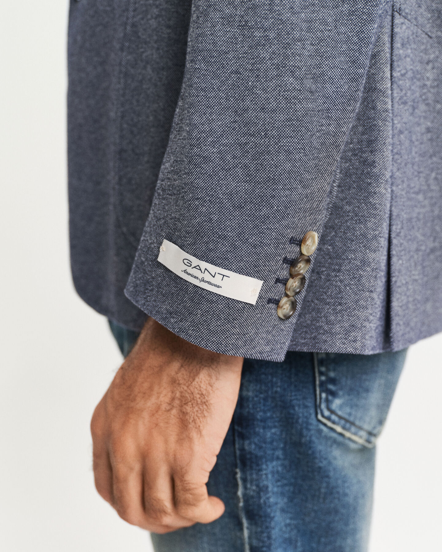 Slim fit ‑mitoitettu kaksivärinen jerseybleiseri