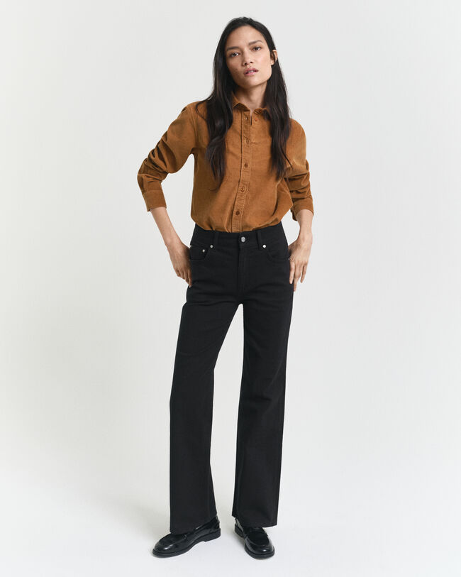 Regular fit ‑mitoitettu vakosamettipaita