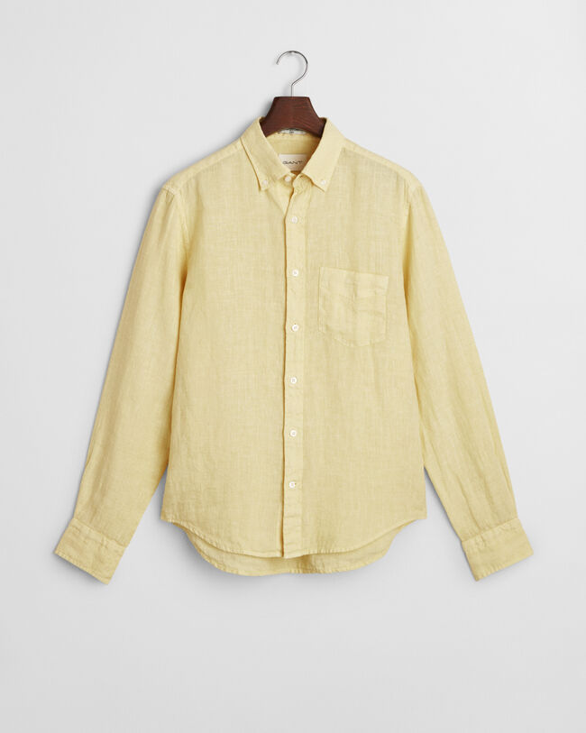 Regular fit ‑mitoitettu valmiina värjätty pellavapaita