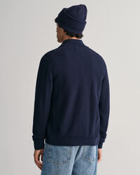 Kohopintainen vetoketjullinen puuvillaneuletakki