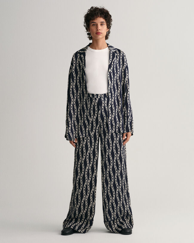 Leveälahkeiset printtikuvioiset Chain-housut