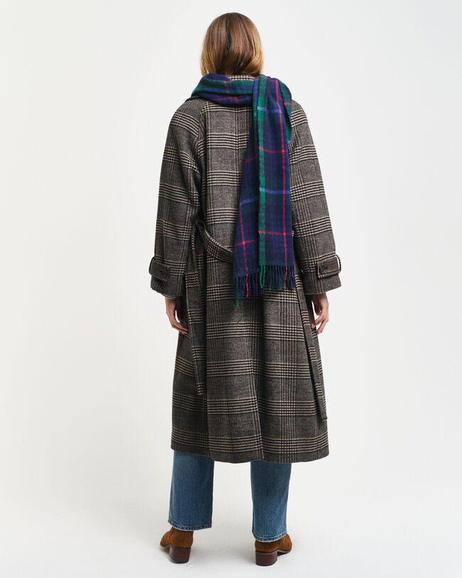 Ruudullinen villakankainen trenssitakki